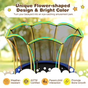 Costway - 8 Feet Outdoor Unique Flower Shape Trampoline with Enclosure Net-Yellow