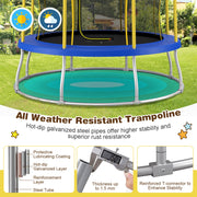 Costway - 8 Feet Outdoor Unique Flower Shape Trampoline with Enclosure Net-Yellow