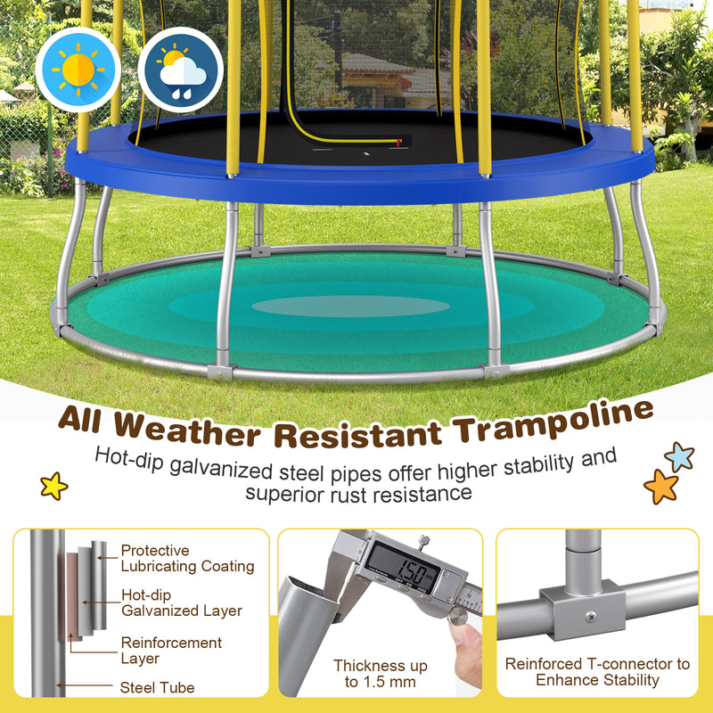 Costway - 8 Feet Outdoor Unique Flower Shape Trampoline with Enclosure Net-Yellow