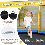 Costway - 8 Feet Outdoor Unique Flower Shape Trampoline with Enclosure Net-Yellow