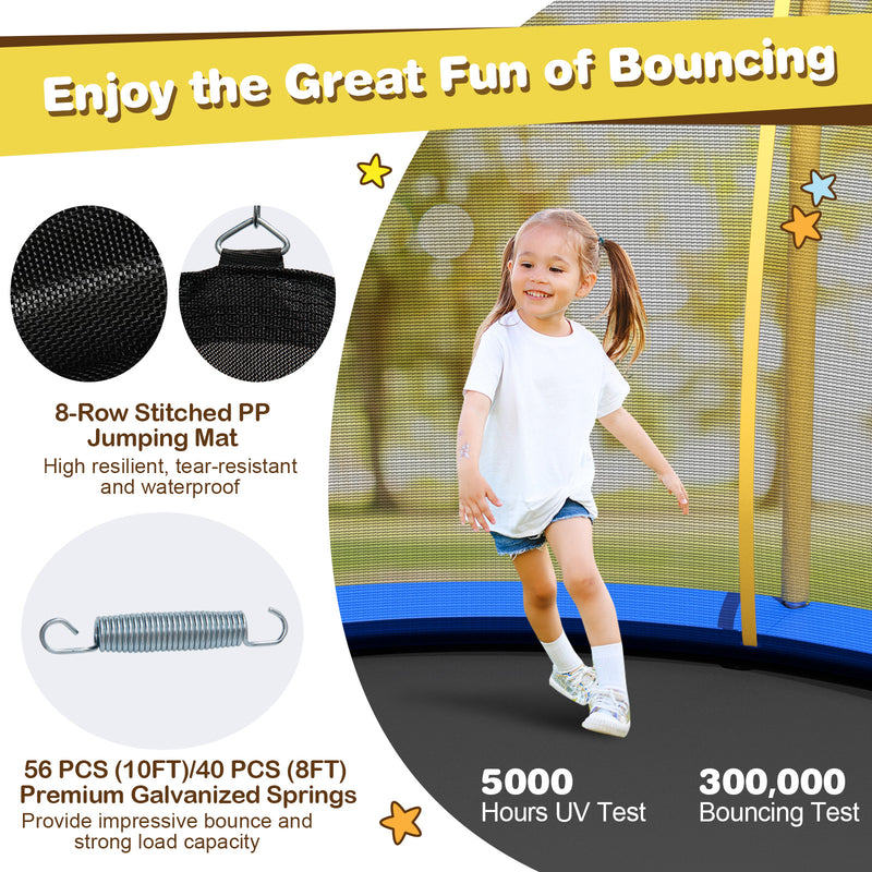 Costway - 8 Feet Outdoor Unique Flower Shape Trampoline with Enclosure Net-Yellow