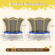 Costway - 8 Feet Outdoor Unique Flower Shape Trampoline with Enclosure Net-Yellow