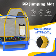 Costway - 7 Feet Trampoline with Ladder and Slide for Indoor and Outdoor-Blue