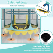 Costway - 64 Inch Kids Trampoline with Detachable Canopy and Safety Enclosure Net-Yellow