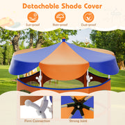 Costway - 64 Inch Kids Trampoline with Detachable Canopy and Safety Enclosure Net-Orange