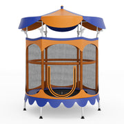 Costway - 64 Inch Kids Trampoline with Detachable Canopy and Safety Enclosure Net-Orange
