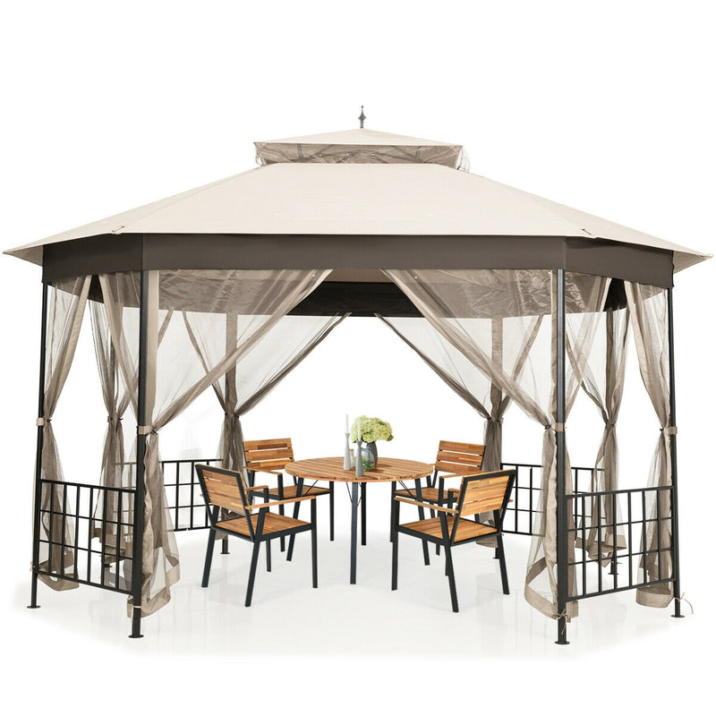 Costway - 10’x 12’ Octagonal Patio Gazebo-Beige
