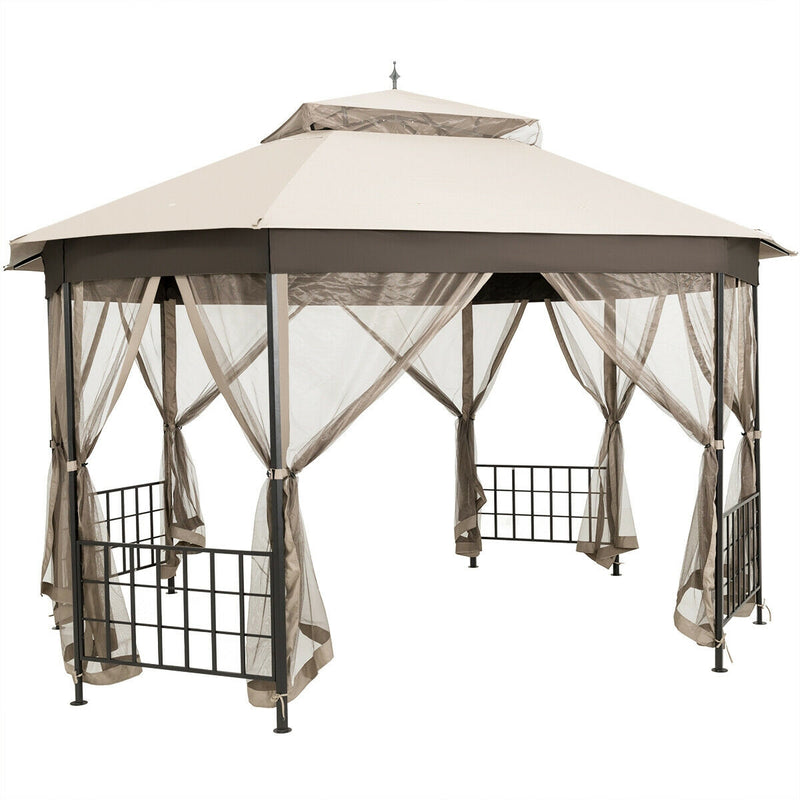Costway - 10’x 12’ Octagonal Patio Gazebo-Beige