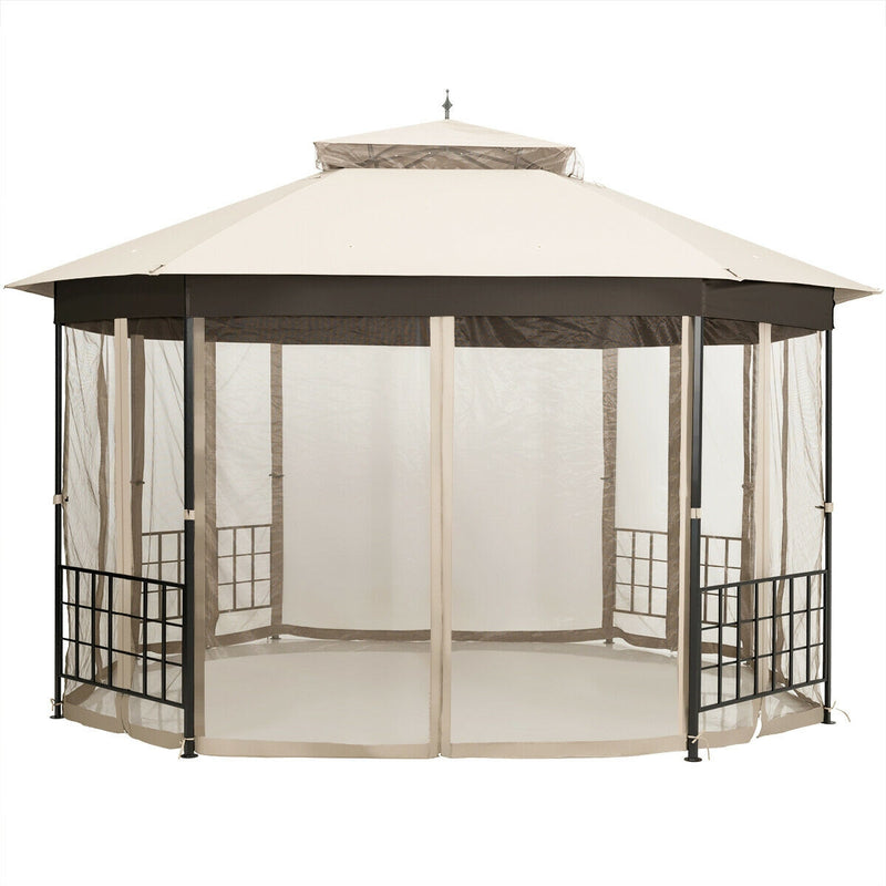 Costway - 10’x 12’ Octagonal Patio Gazebo-Beige