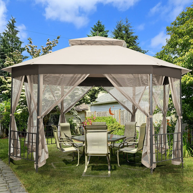 Costway - 10’x 12’ Octagonal Patio Gazebo-Beige
