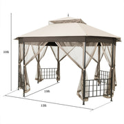 Costway - 10’x 12’ Octagonal Patio Gazebo-Beige