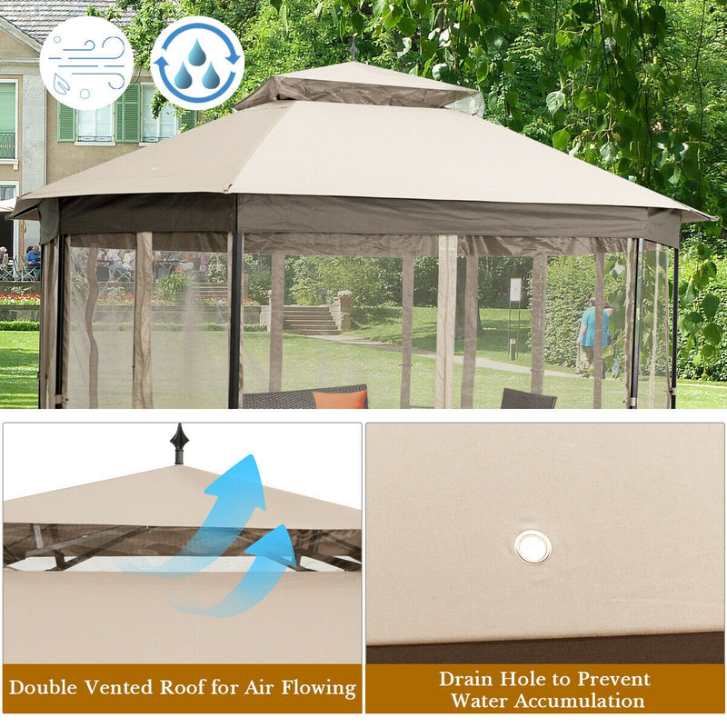 Costway - 10’x 12’ Octagonal Patio Gazebo-Beige