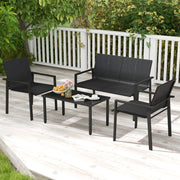 Costway - 4 Pieces Patio Furniture Set with Heavy Duty Galvanized Metal Frame-Black