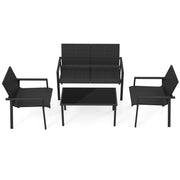 Costway - 4 Pieces Patio Furniture Set with Heavy Duty Galvanized Metal Frame-Black