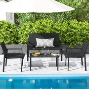 Costway - 4 Pieces Patio Furniture Set with Heavy Duty Galvanized Metal Frame-Black