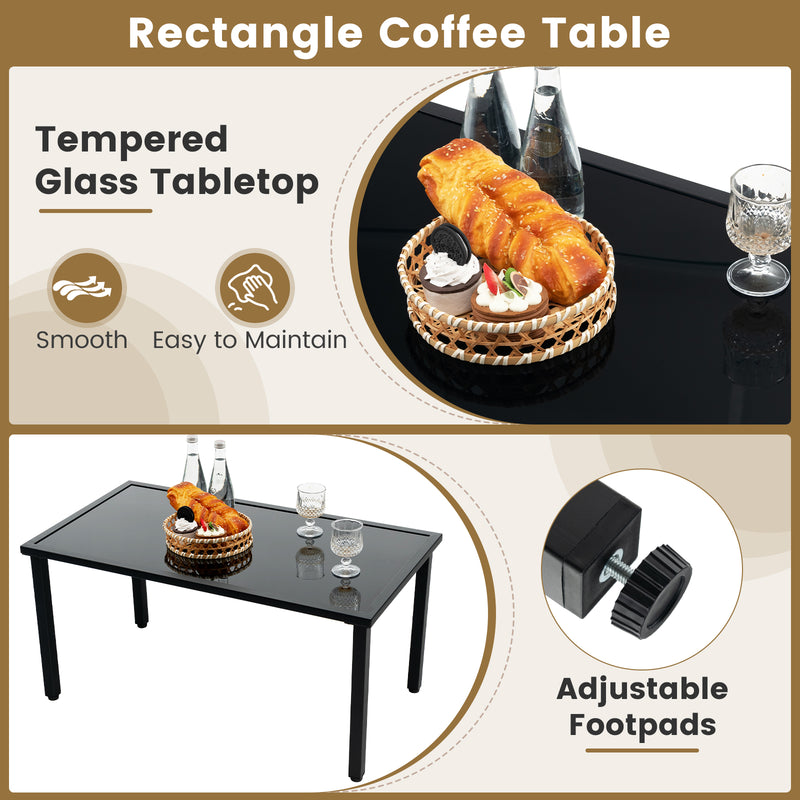 Costway - 4 Pieces Patio Furniture Set with Heavy Duty Galvanized Metal Frame-Black