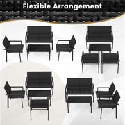 Costway - 4 Pieces Patio Furniture Set with Heavy Duty Galvanized Metal Frame-Black
