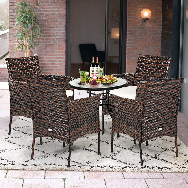 Costway - 2 Pieces Outdoor PE Rattan Armchairs with Removable Cushions