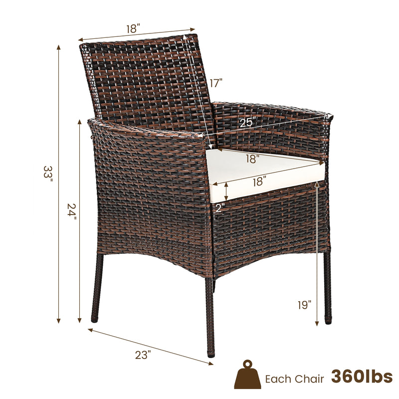 Costway - 2 Pieces Outdoor PE Rattan Armchairs with Removable Cushions
