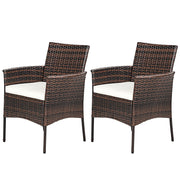 Costway - 2 Pieces Outdoor PE Rattan Armchairs with Removable Cushions