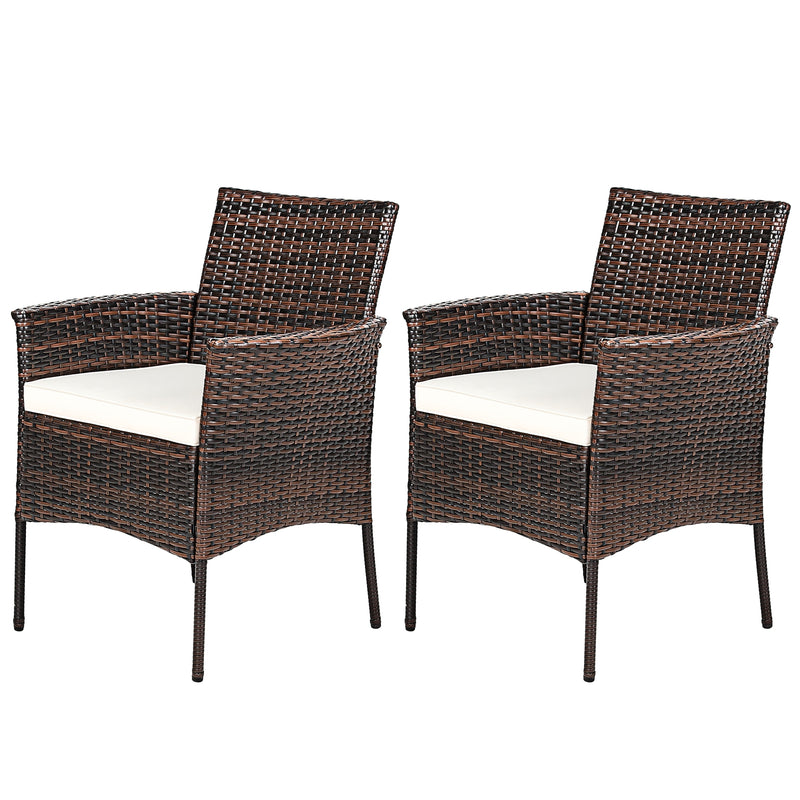 Costway - 2 Pieces Outdoor PE Rattan Armchairs with Removable Cushions