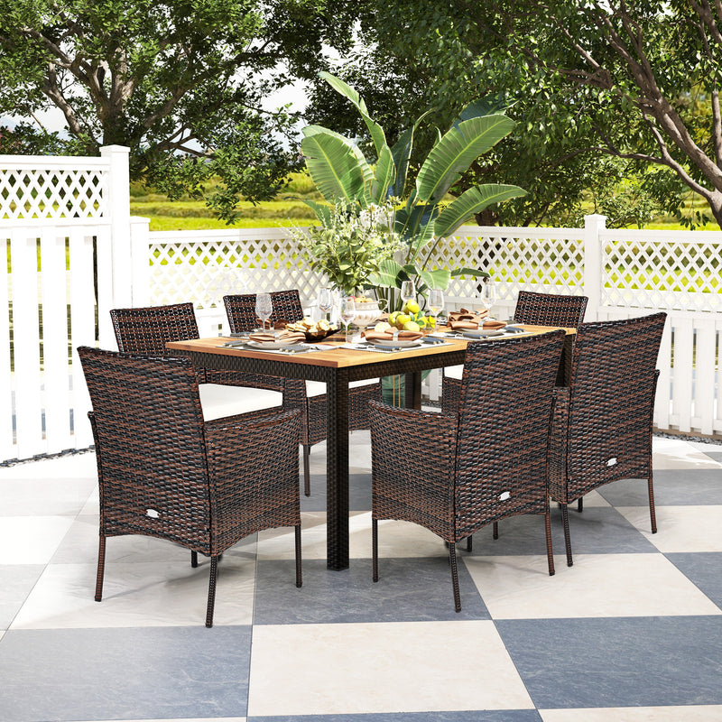 Costway - 2 Pieces Outdoor PE Rattan Armchairs with Removable Cushions