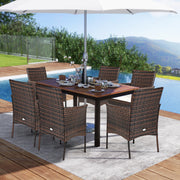 Costway - 2 Pieces Outdoor PE Rattan Armchairs with Removable Cushions