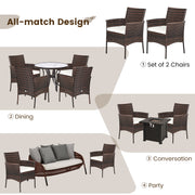 Costway - 2 Pieces Outdoor PE Rattan Armchairs with Removable Cushions