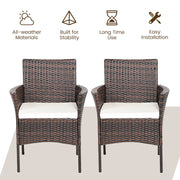 Costway - 2 Pieces Outdoor PE Rattan Armchairs with Removable Cushions