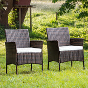 Costway - 2 Pieces Outdoor PE Rattan Armchairs with Removable Cushions