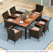 Costway - 7 Pieces Garden Dining Patio Rattan Set with Cushions for Backyard