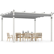 Costway - Outdoor Pergola with Retractable Canopy and Aluminum Frame-Gray