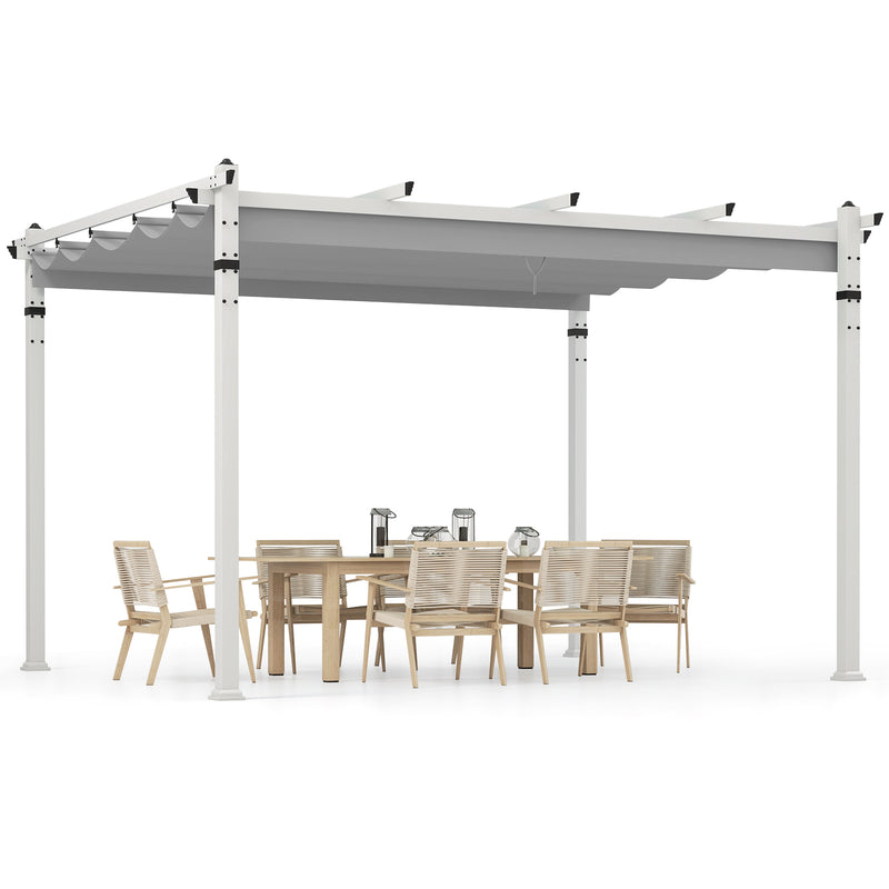 Costway - Outdoor Pergola with Retractable Canopy and Aluminum Frame-Gray