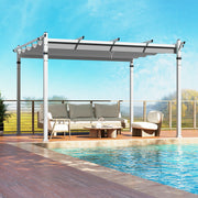 Costway - Outdoor Pergola with Retractable Canopy and Aluminum Frame-Gray