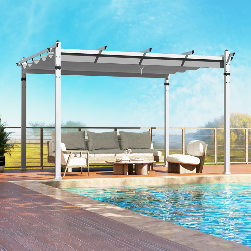 Costway - Outdoor Pergola with Retractable Canopy and Aluminum Frame-Gray