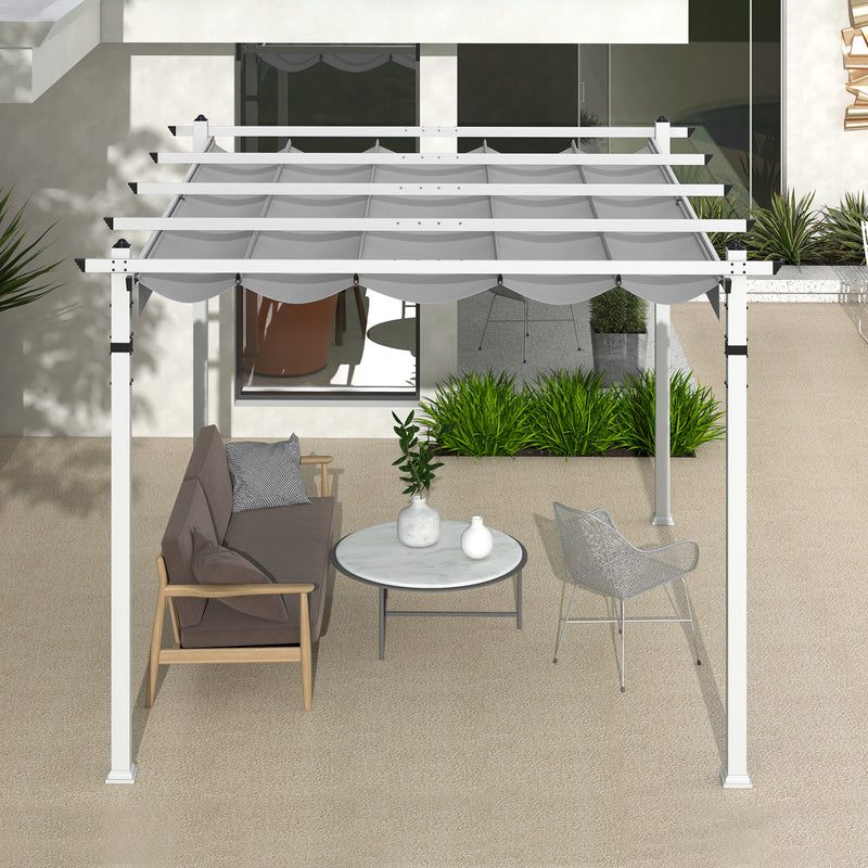 Costway - Outdoor Pergola with Retractable Canopy and Aluminum Frame-Gray