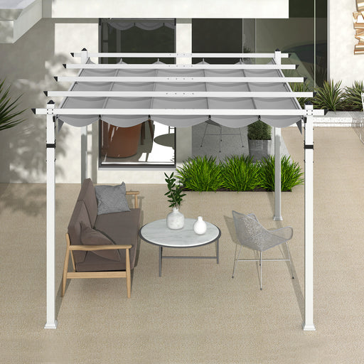 Costway - Outdoor Pergola with Retractable Canopy and Aluminum Frame-Gray