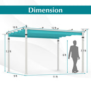 Costway - Outdoor Pergola with Retractable Canopy and Aluminum Frame-Turquoise