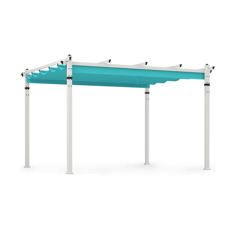 Costway - Outdoor Pergola with Retractable Canopy and Aluminum Frame-Turquoise