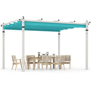 Costway - Outdoor Pergola with Retractable Canopy and Aluminum Frame-Turquoise