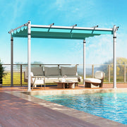 Costway - Outdoor Pergola with Retractable Canopy and Aluminum Frame-Turquoise