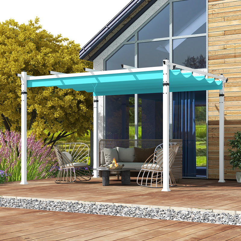 Costway - Outdoor Pergola with Retractable Canopy and Aluminum Frame-Turquoise