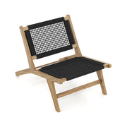Costway - Indoor Outdoor Teak Wooden Chair with Handwoven Cordage Seat and Backrest