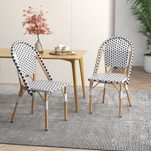 Costway - French Bistro Chair Set of 2 with Galvanized Metal Framex-White
