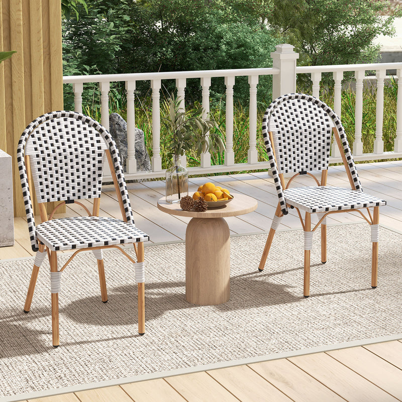 Costway - French Bistro Chair Set of 2 with Galvanized Metal Framex-White
