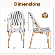 Costway - French Bistro Chair Set of 2 with Galvanized Metal Framex-White