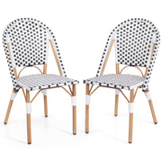 Costway - French Bistro Chair Set of 2 with Galvanized Metal Framex-White
