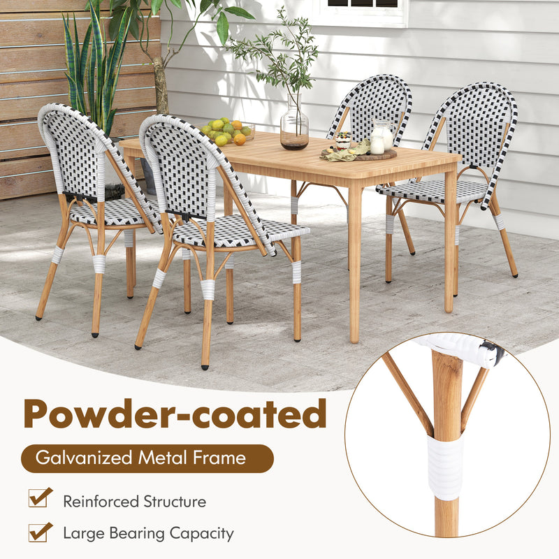 Costway - French Bistro Chair Set of 2 with Galvanized Metal Framex-White