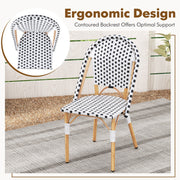 Costway - French Bistro Chair Set of 2 with Galvanized Metal Framex-White