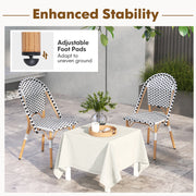 Costway - French Bistro Chair Set of 2 with Galvanized Metal Framex-White